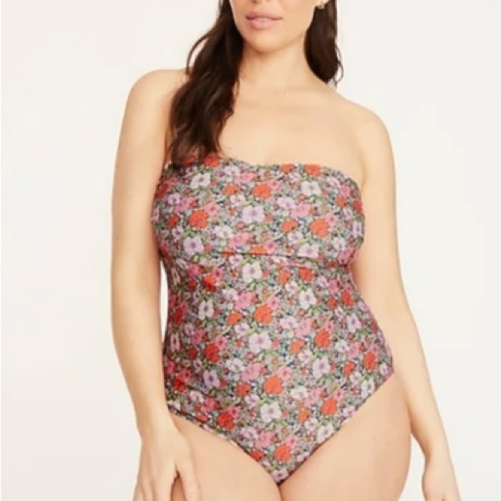 J Crew Liberty Print Strapless One-Piece Swimsuit